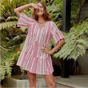 VELVET By Graham & Spencer Madelina Jacquard Dress Pink. Size M